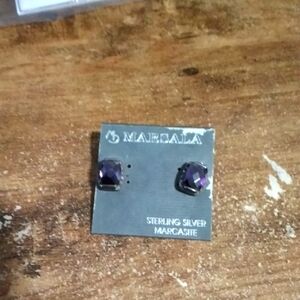 Marsala Sterling Silver Marcasite Earrings